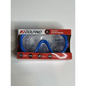 Dolfino Youth Blue Swim Goggles Impact Resistant Latex Free Custom Fit 6+